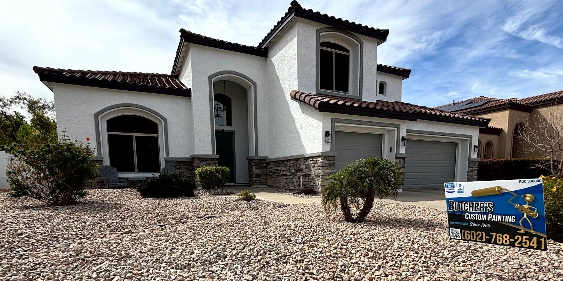 professionally painted stucco home with gray trim in peoria az